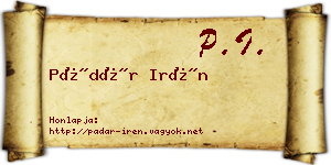 Pádár Irén névjegykártya